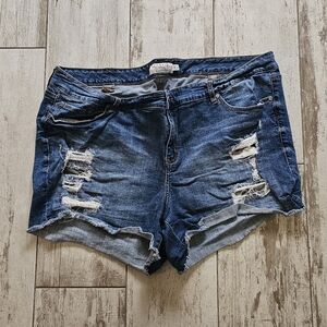 Torrid Blue Distressed Jean Shorts 26